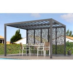 Pergola Bioklima Lames Orientables 11m2 und Windschutzscheibe Fassade 3.6m