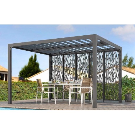 Pergola Bioklima Lames Orientables 11m2 und Windschutzscheibe Fassade 3.6m