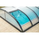 Copertura per piscina in alluminio antracite e policarbonato 430x854x84 Abrilios