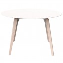 Round Table Vondom Faz Wood White Tray and Bleached Oak Feet Diameter 120cm H74cm