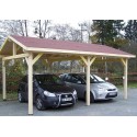 Carport en Pin Traité autoclave 15m2 avec couverture PVC Habrita