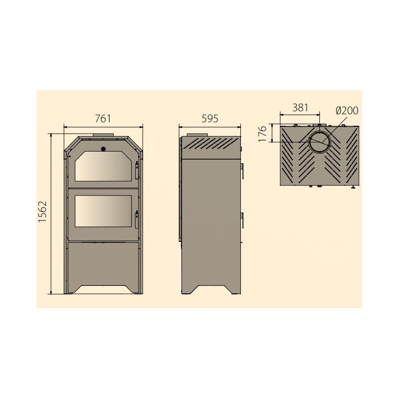 Estufa de leña horno modelo Forno-60 visto parrilla y bandej FERLUX -  Ferretería Campollano