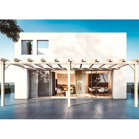 Pergola adossée en bois brut Sevilla 6x4m 24m2