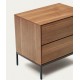 Walnut Wood and Black Steel Bedside Table 60x55 Rana VeryForma