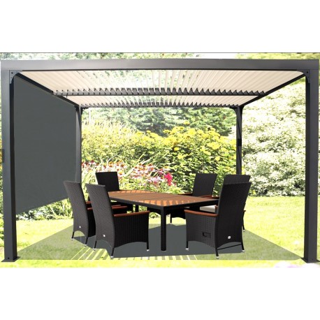 Pergola bioclimatica antracite alluminio 10,80m2 con tenda Habrita