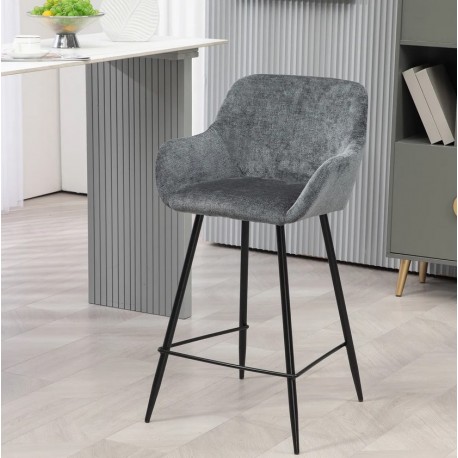 Set of 2 Ibis Chairs Worktop grey chenille fabric VeryForma