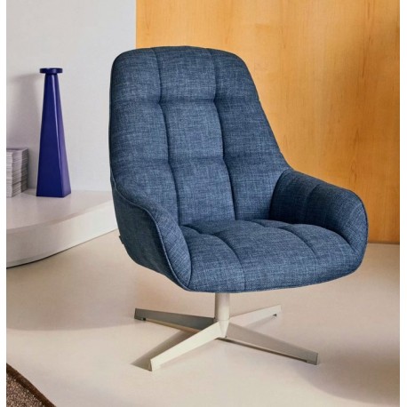 Fauteuil pivotant Aspe tissu bleu et métal VeryForma