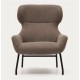 Fauteuil Lina en tissu chenille marron clair et acier VeryForma