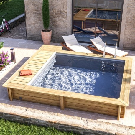 Piscine Bois Urbaine Connecté Couverture Chauffage Filtration Coffre 420 BWT