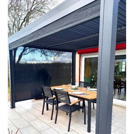 Bioklimatische Pergola 2 Seitenvorhänge 10,80 m2 anthrazit Aluminium Habrita