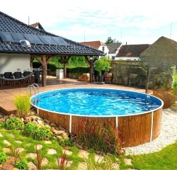 Piscine Azuro Ronde Imitation bois 360x120 avec équipements